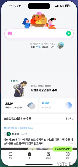 iPhone mirroring iPhone Safari Naver main screen