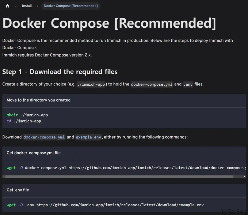 Immich Docker Compose Document