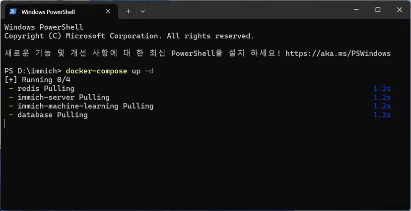 Immich Docker Compose running..