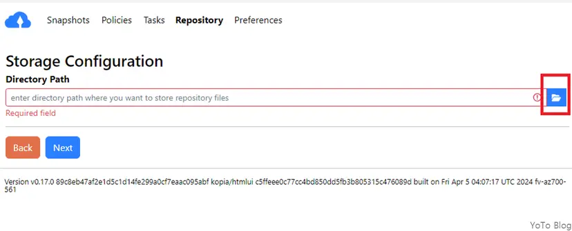Kopia Repository Directory Path