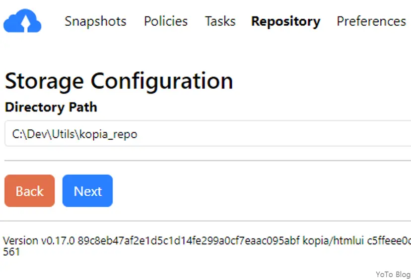 Kopia Repository Directory Path