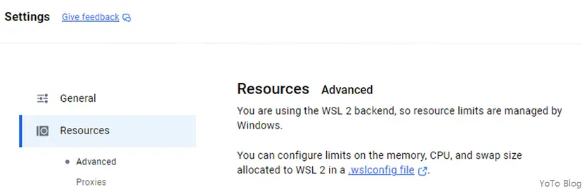 도커 데스크탑 설정 화면