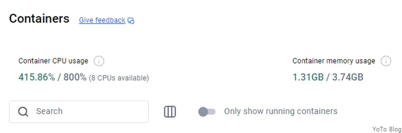 도커 데스크탑 메모리 확인